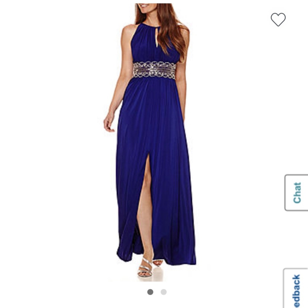 R&M Richards Embellished Halter Evening Gown